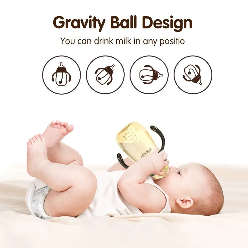 Baby Gravity Learning Cup 300ml – PP Toddler Water Bottle with Handle