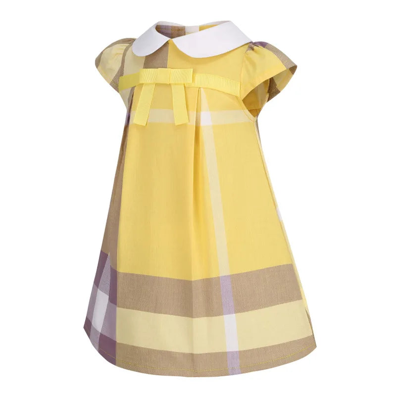 Girls Plaid Summer Dress with Sash (4-8Y)