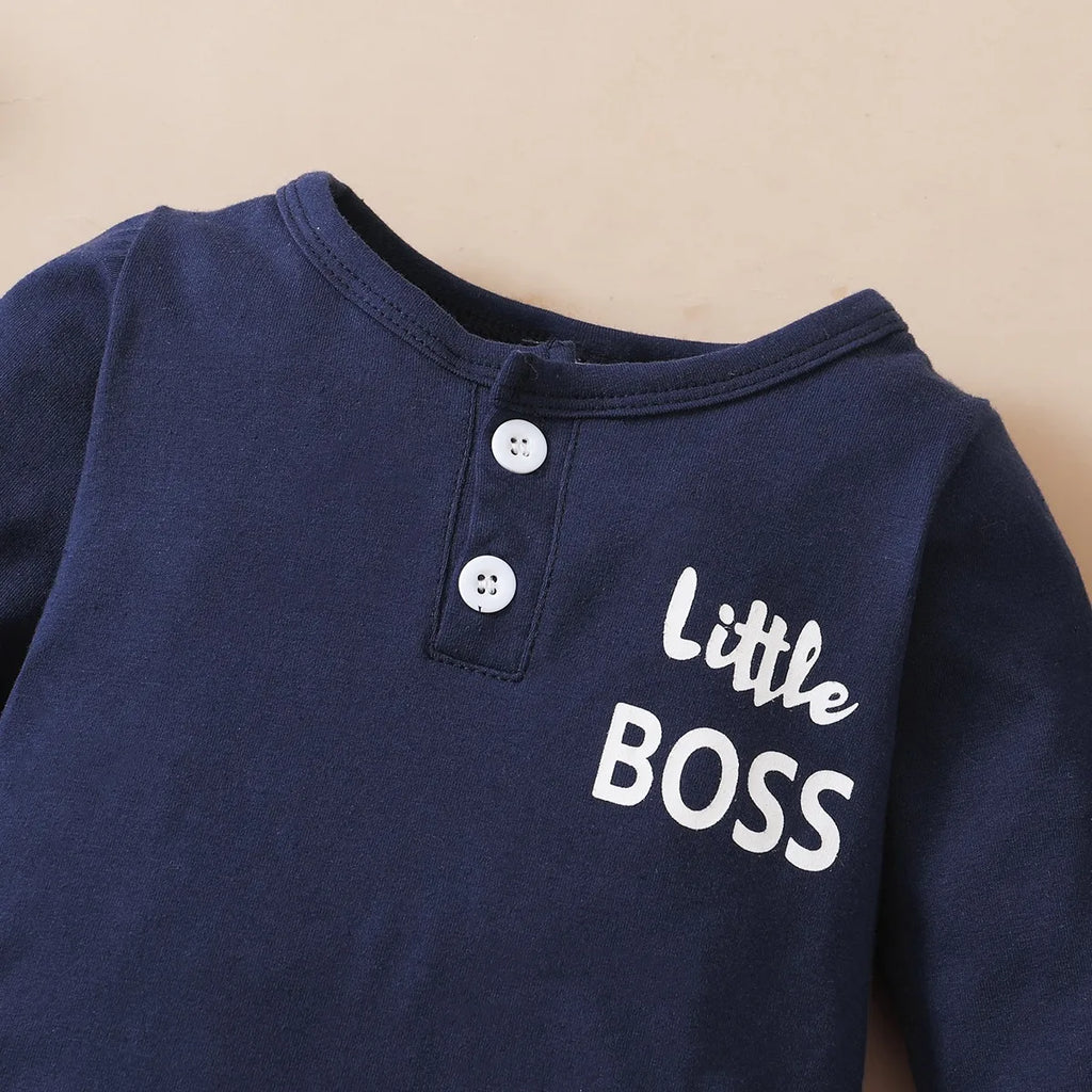 Baby Boy Letter Print Romper with Hat (0-12M)