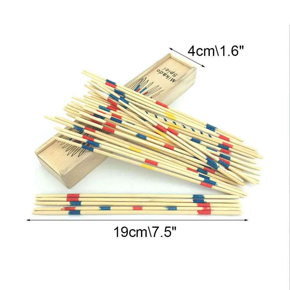 Wooden Mikado Pick Up Sticks Game Set with Storage Box