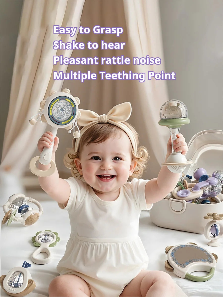Baby Rattles & Teethers Set – 10-Piece Sensory Toy Gift