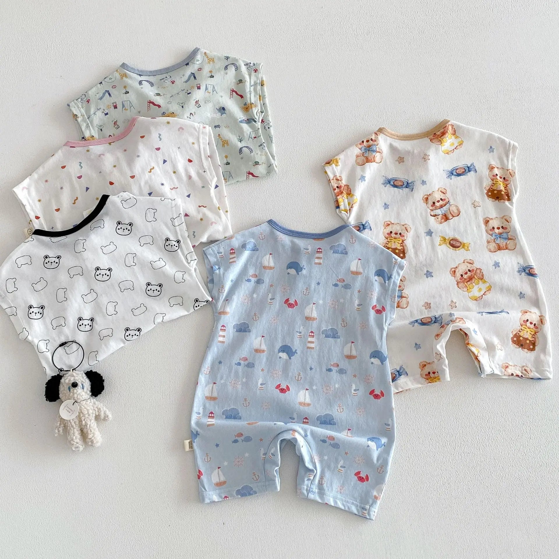 Baby Cartoon Print Summer Romper | Sleeveless Snap Bodysuit 3–24M