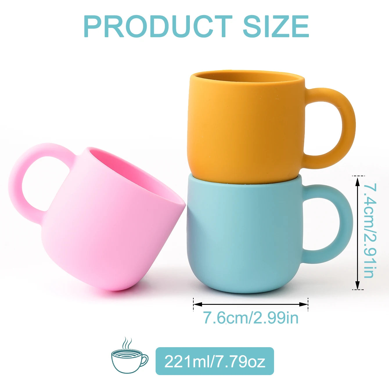 Color Kids 1PCS Silicone Baby Feeding Cup Single Handle Portable Water Bottle Pure Color BPA Free Baby Tableware Shower Gift