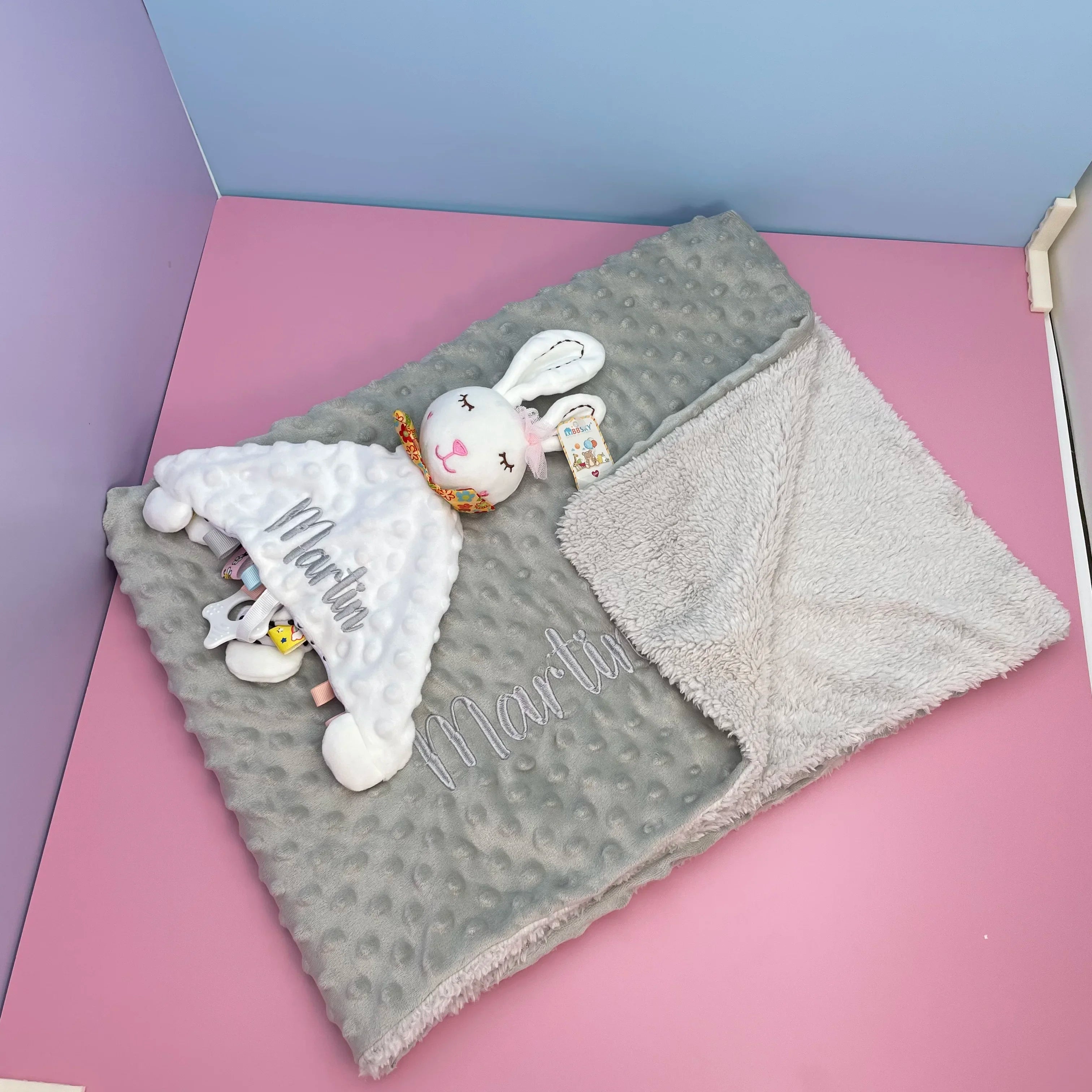 Personalised Soft Plush Baby Blanket with Name – Custom Newborn Gift