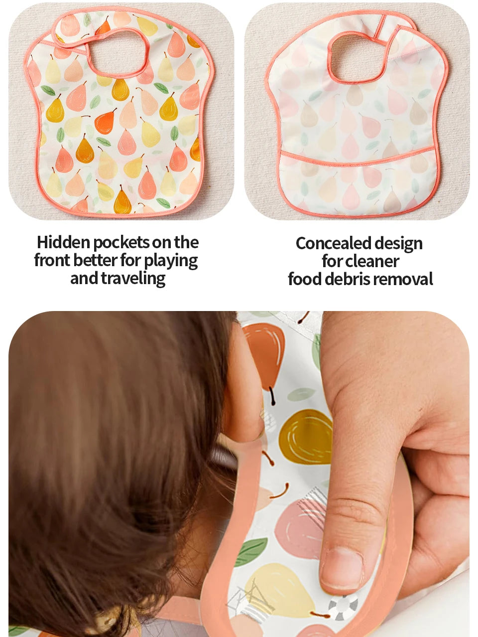 Baby Adjustable Bibs with Pocket – 3 Pack