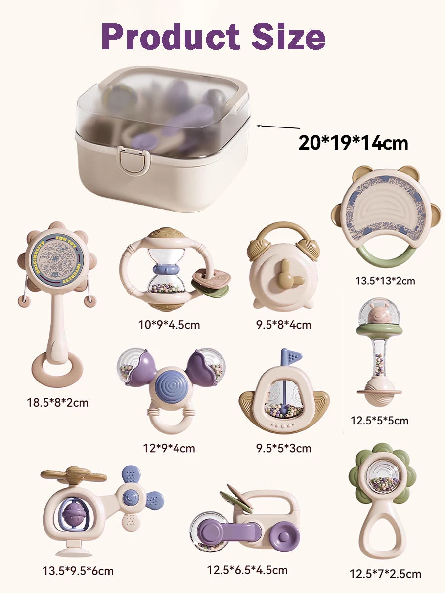Baby Rattles & Teethers Set – 10-Piece Sensory Toy Gift