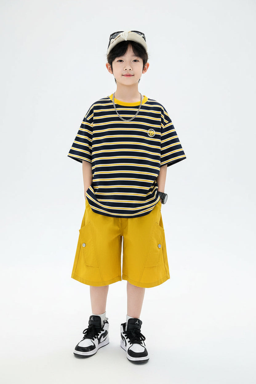 Boys Summer Outfit Set | Cotton T-Shirt & Shorts for Kids & Teenagers