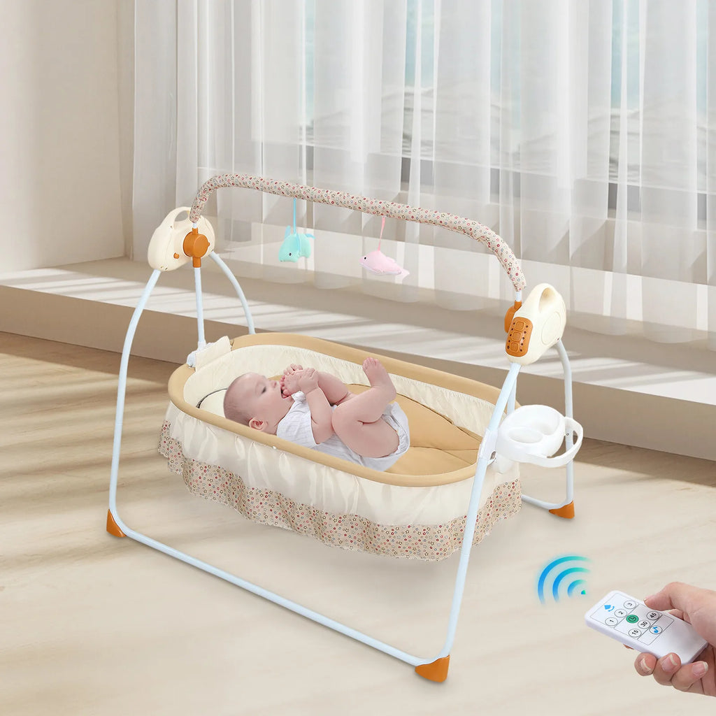 Electric Baby Cradle Swing with Bluetooth, 5 Speeds & Mosquito Net | 0–18 Months