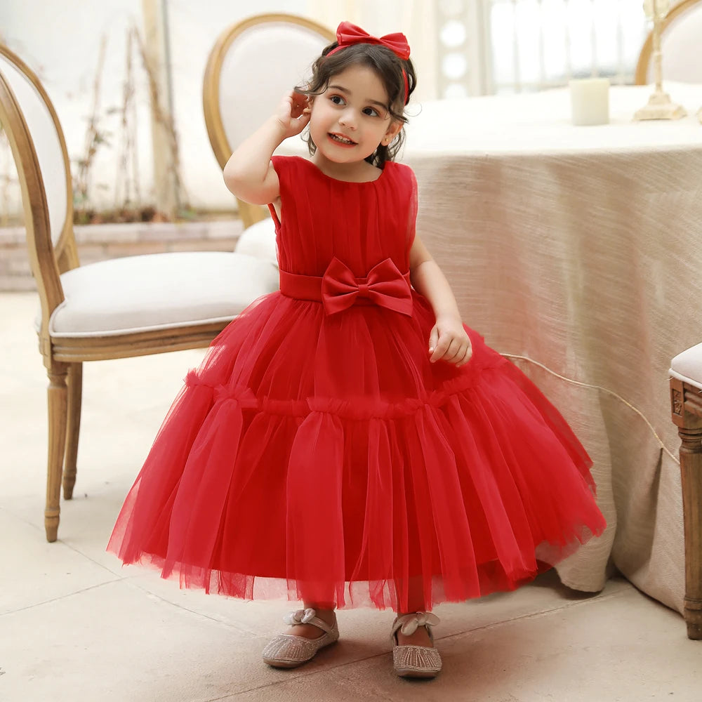 Infant Baby 1st Birthday Baptism Dresses For Girls Kids Elegant Wedding Party Princess Dress Tulle Toddler Girl Summer Clothes