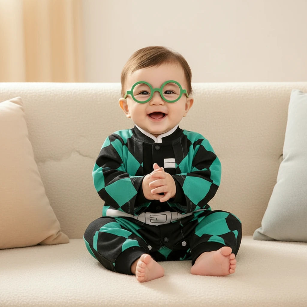 Baby Cartoon Cape-Style Romper – 100% Cotton Unisex Bodysuit | 0–18M