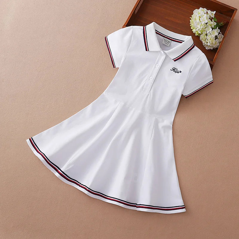 Girls' Striped Cotton Tennis Dress | Sporty Summer Dress for Kids | Ages 4–12