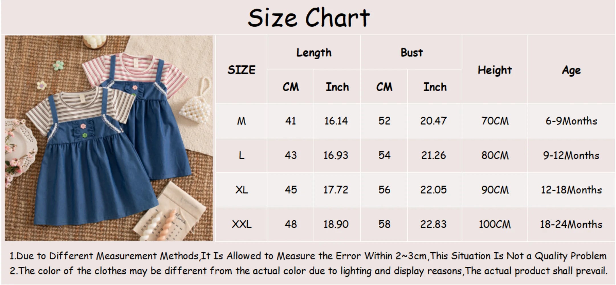 Baby Girls Summer Dress – Striped Cotton Short Sleeve Casual Dress