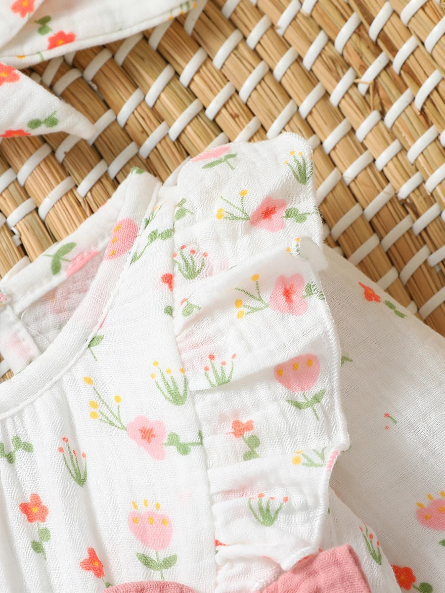 Baby Girl's Floral Jumpsuit with Headband (0–6M)
