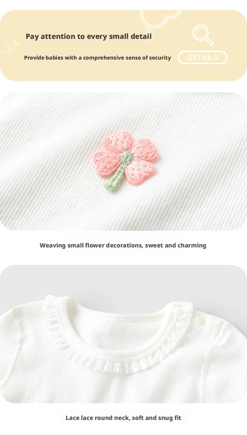 Baby Girls Sweet Long-Sleeve Floral Cotton Top | All Seasons