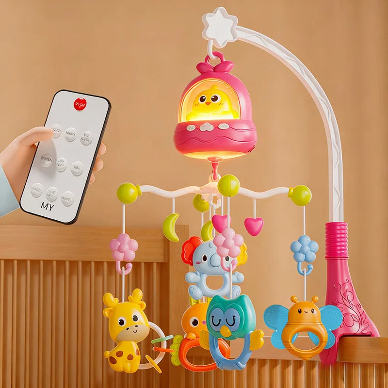 360° Musical Baby Crib Mobile Rotating Night Light Bed Bell Toy Four Speed Timming Hanging Infant Newborn Rattle Bedside Gift