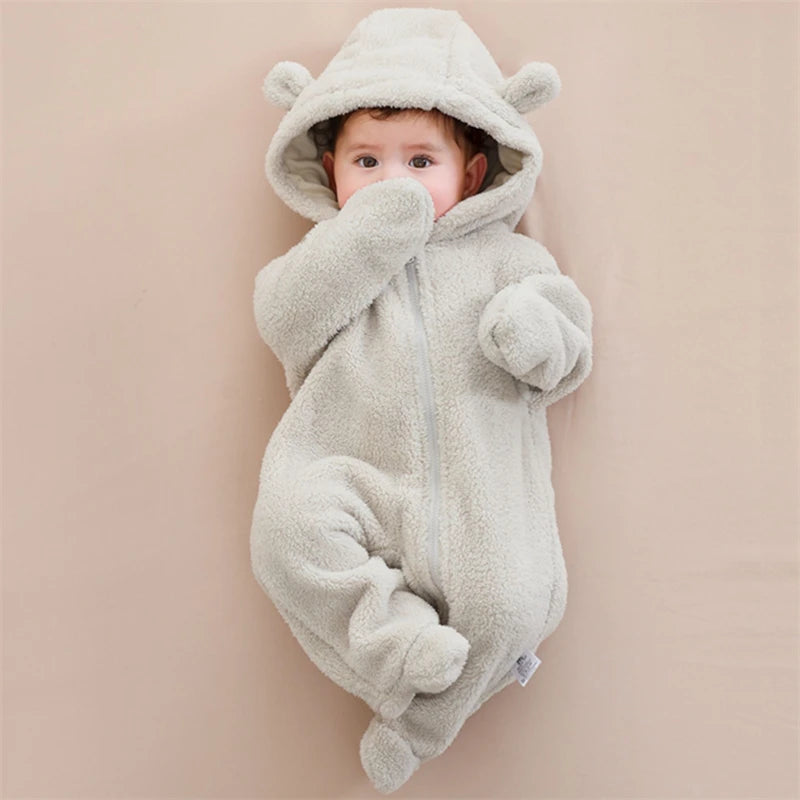 Baby Flannel Romper - Cartoon Print (0-19M)