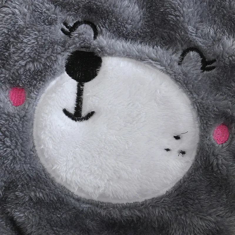 Baby Plush Hooded Romper | Cartoon Animal Ear Jumpsuit Newborn–1.5Y