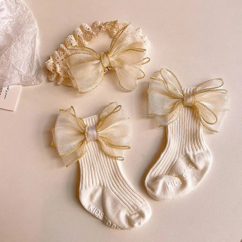 Baby Bow Headband & Socks Set – 2-Piece Girls Accessory