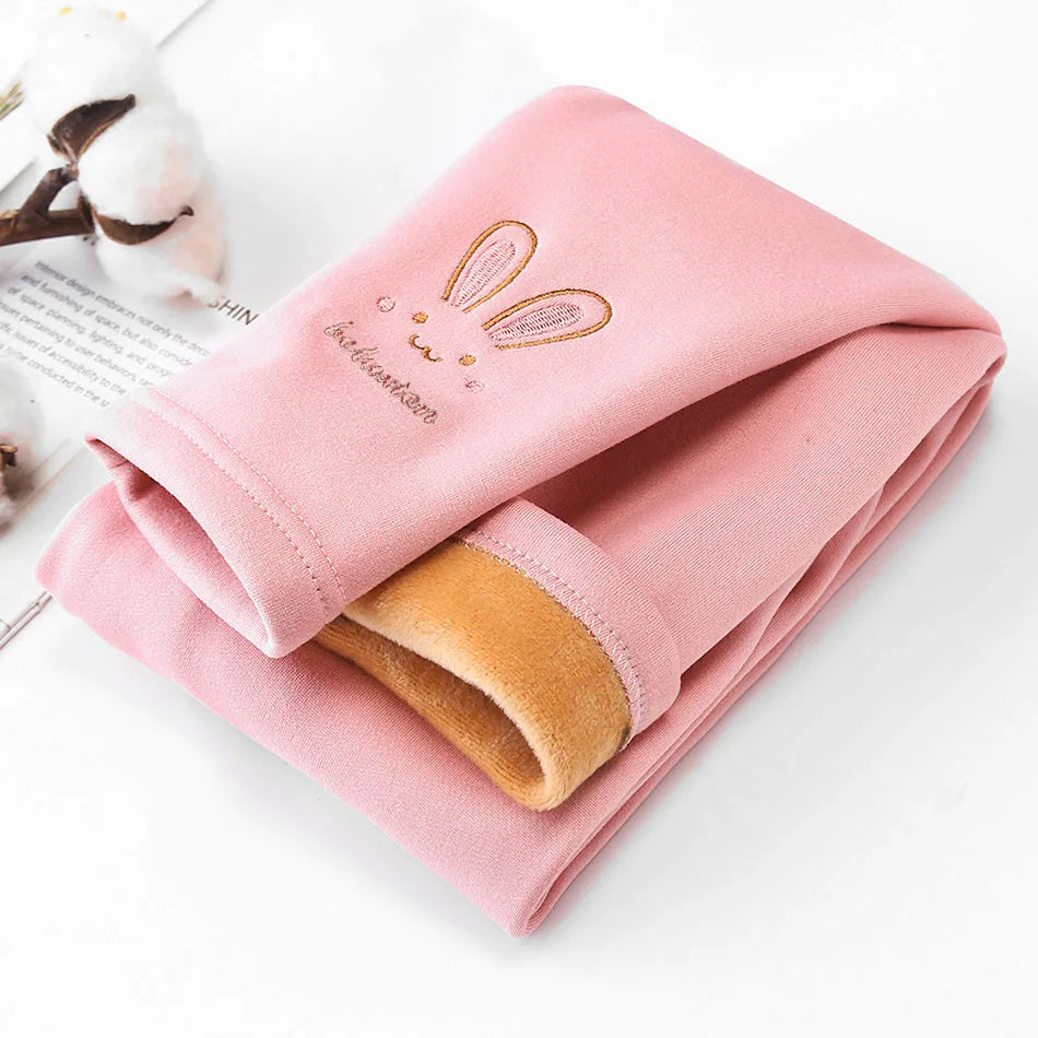 Girls Fleece-Lined Bunny Leggings (3-8Y)
