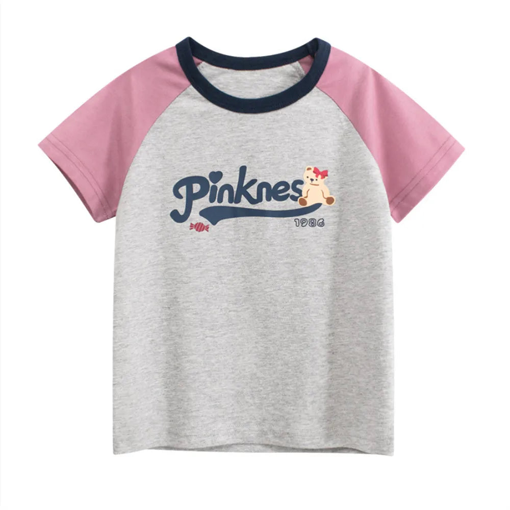 Girls' Cartoon Print T-Shirt | 100% Cotton Short Sleeve Top Ages 1–9