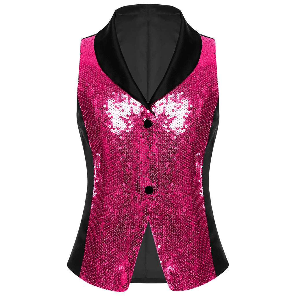 Girls' Sequin Lapel Waistcoat | Jazz Dance & Performance Vest Ages 6–16
