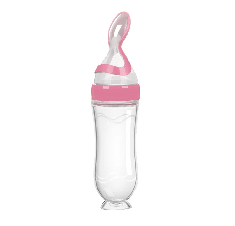 Squeezed Milk Bottle Food Grade Silicone Newborn Training Spoon Baby Grain Food Supplement Feeder Safe and Practical