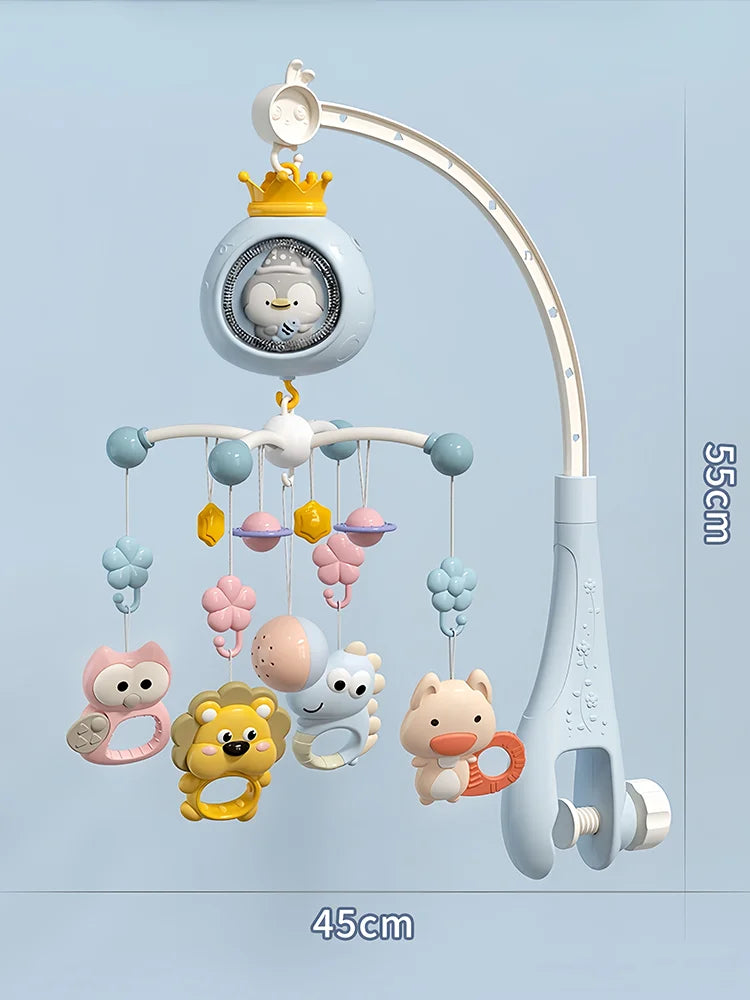 360° Musical Baby Crib Mobile Rotating Night Light Bed Bell Toy Four Speed Timming Hanging Infant Newborn Rattle Bedside Gift