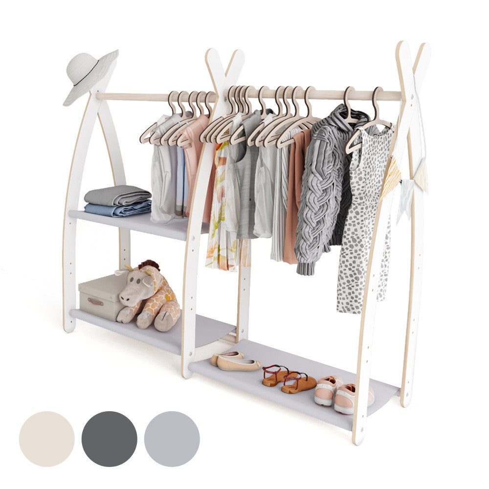 Children's Clothes Rail | Wooden Dressing Up Rail for Kids | Beige