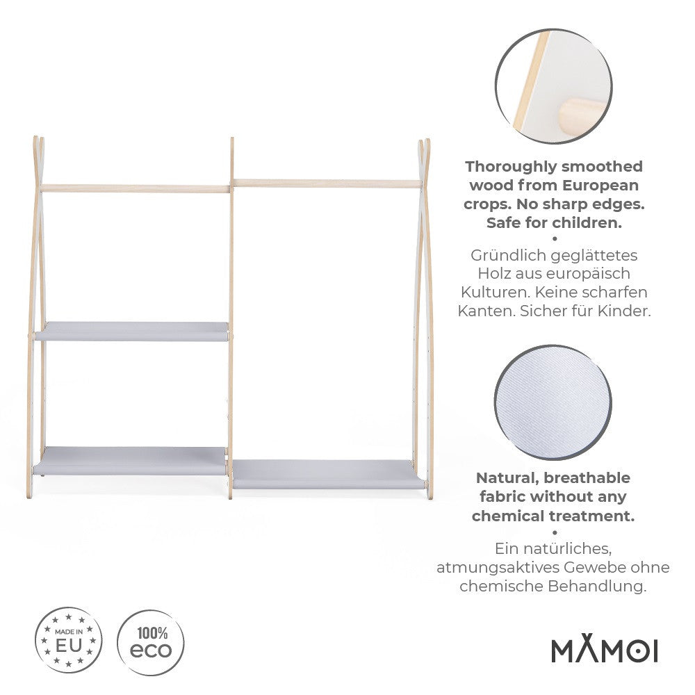 Children's Clothes Rail | Wooden Dressing Up Rail for Kids | Beige