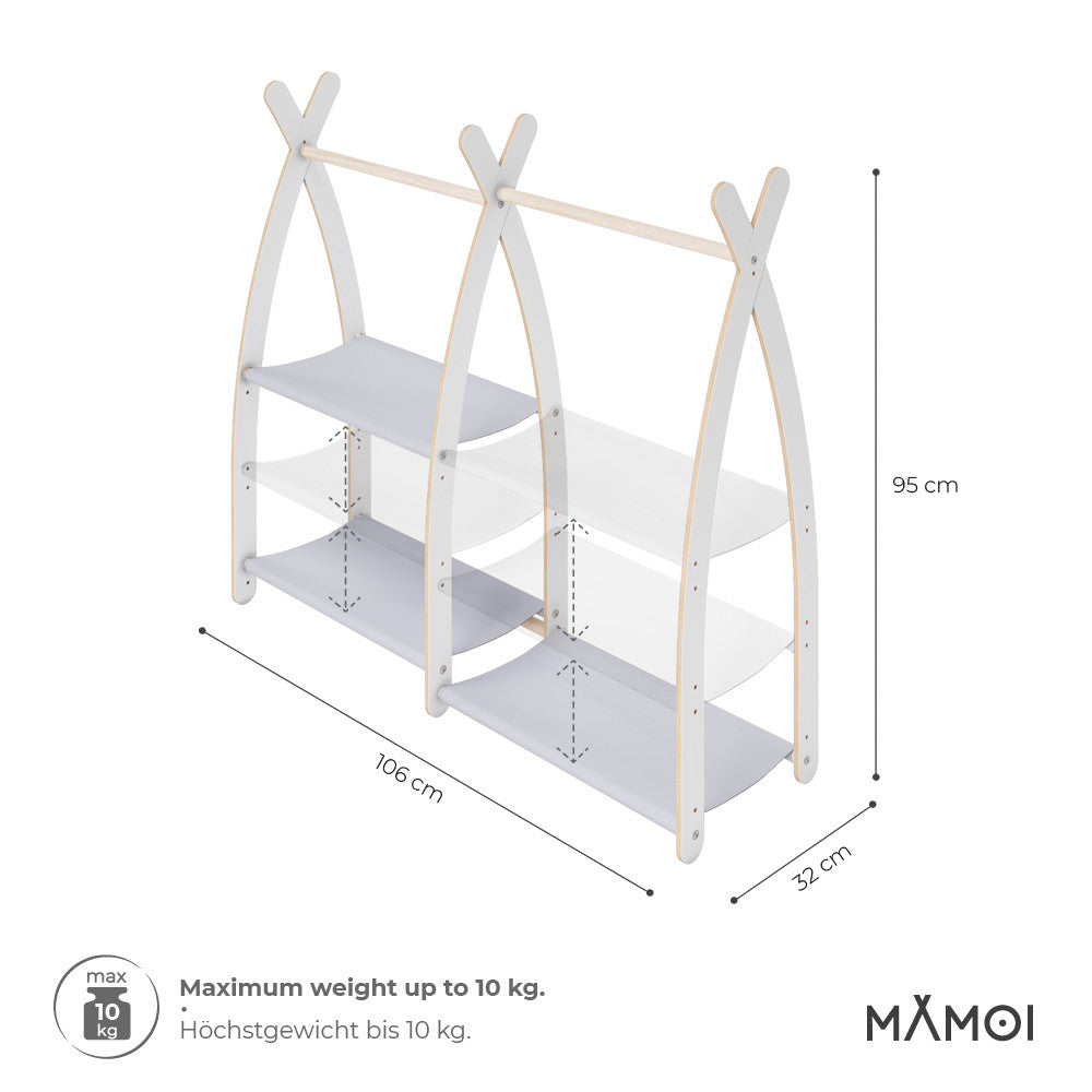 Children's Clothes Rail | Wooden Dressing Up Rail for Kids | Beige