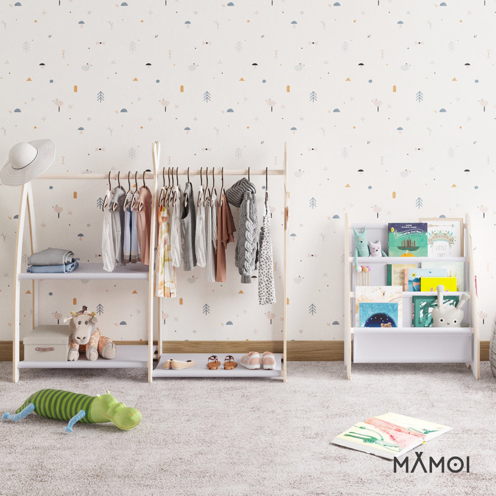 Children's Clothes Rail | Wooden Dressing Up Rail for Kids | Beige