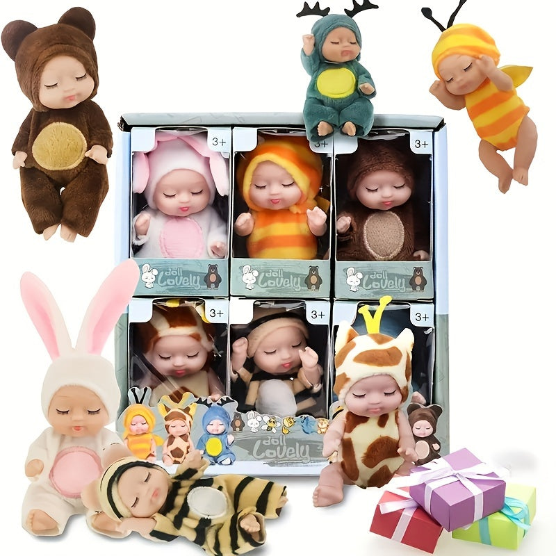 6-Piece Mini Children’S Dolls Set With Animal Costumes-2