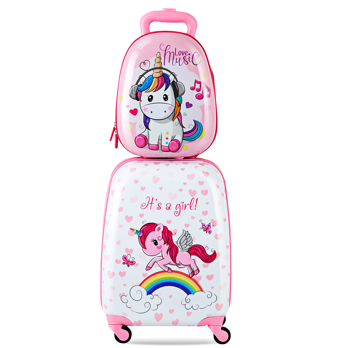 NNECW Kids Hard Shell Unicorn Luggage Backpack Set for Travel-1