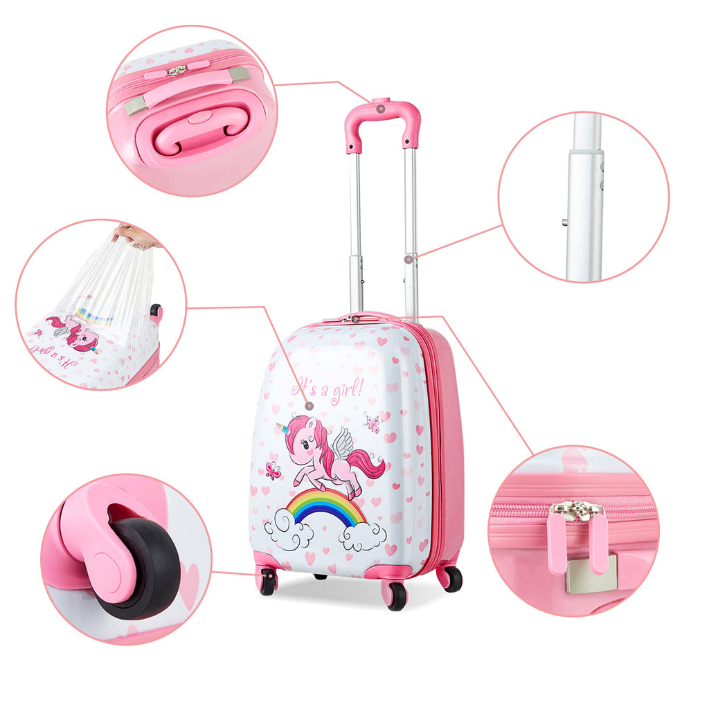 NNECW Kids Hard Shell Unicorn Luggage Backpack Set for Travel-4