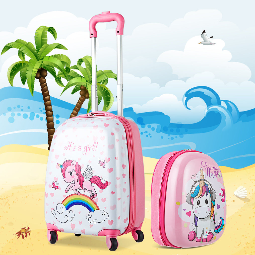 NNECW Kids Hard Shell Unicorn Luggage Backpack Set for Travel-2