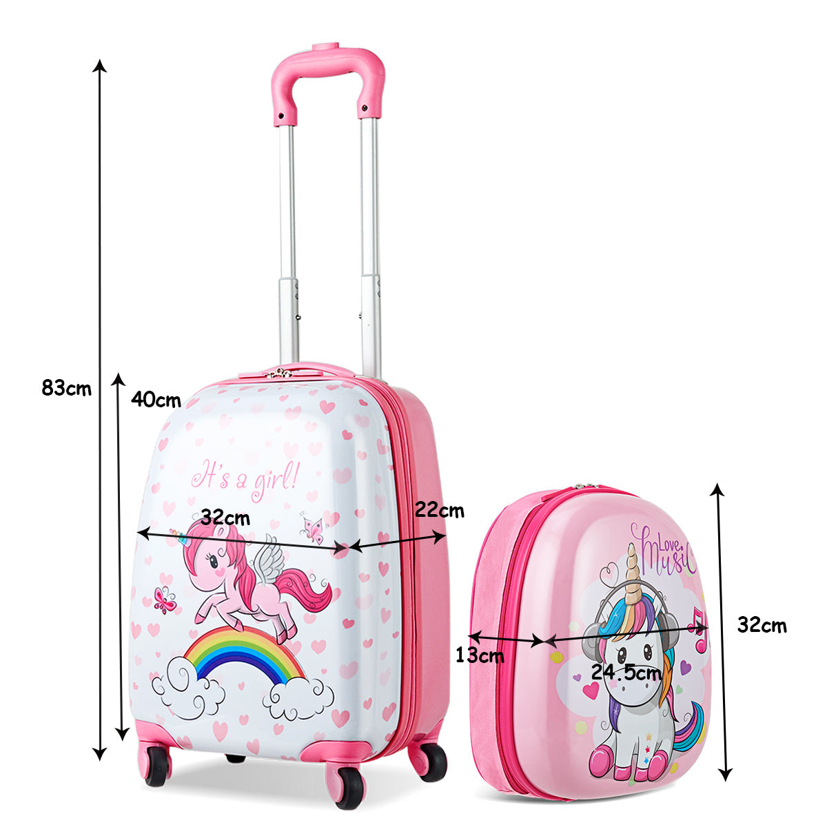 NNECW Kids Hard Shell Unicorn Luggage Backpack Set for Travel-3