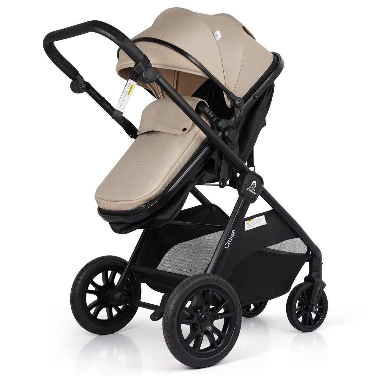 3-in-1 Travel System with R129 Car Seat | Dune Beige | Free Cupholder & Seat Liner