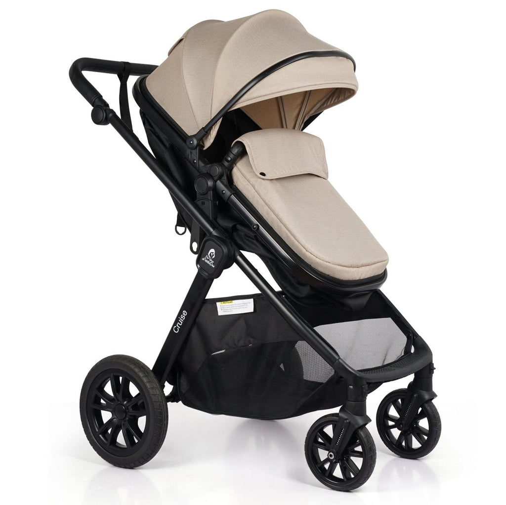 3-in-1 Travel System with R129 Car Seat | Dune Beige | Free Cupholder & Seat Liner