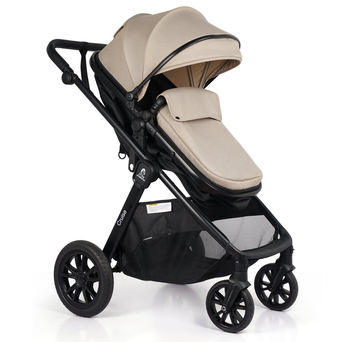 3-in-1 Travel System with R129 Car Seat | Dune Beige | Free Cupholder & Seat Liner