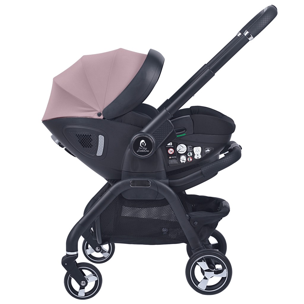 For Your Little One Qubi Infant Car Seat Stroller 7 Piece Bundle - Pastel Pink