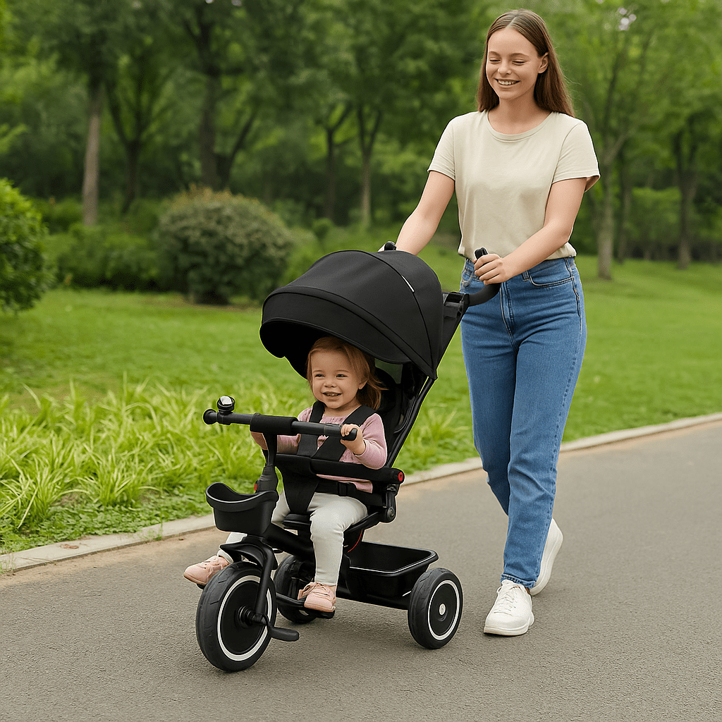 Foryourlittleone 6 in 1 Trike V3 - Black (9 months - 5 years)-1