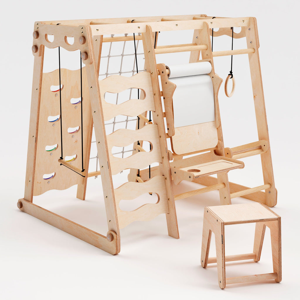 6in1 Indoor Playground for Toddlers - Playground + Swings Set + Slide Board + Rope + Stairs-5