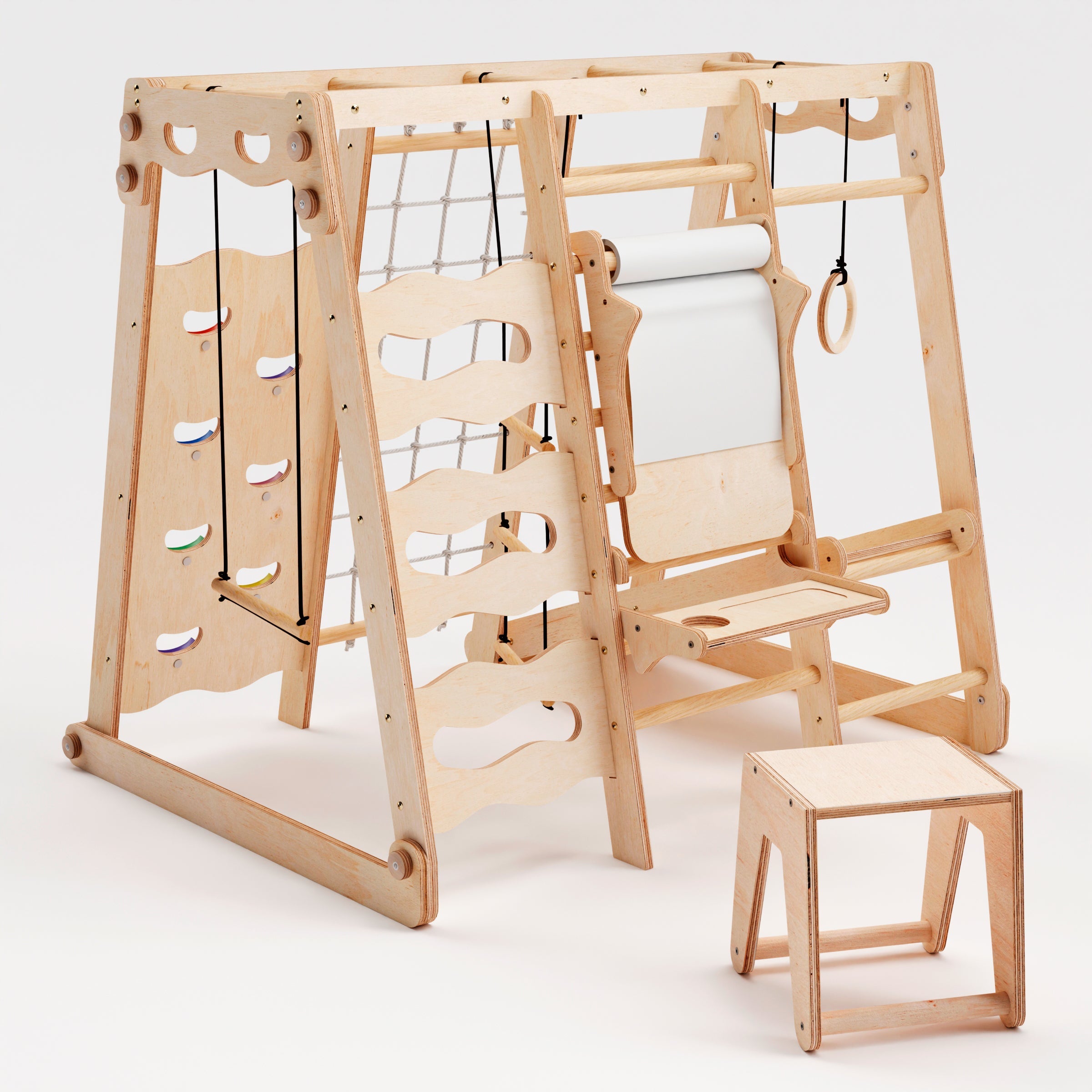 6in1 Indoor Playground for Toddlers - Playground + Swings Set + Slide Board + Rope + Stairs-5