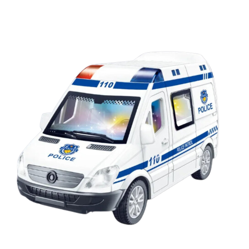 Police Inertia Pull-back Car Toy with Lights & Sound-0