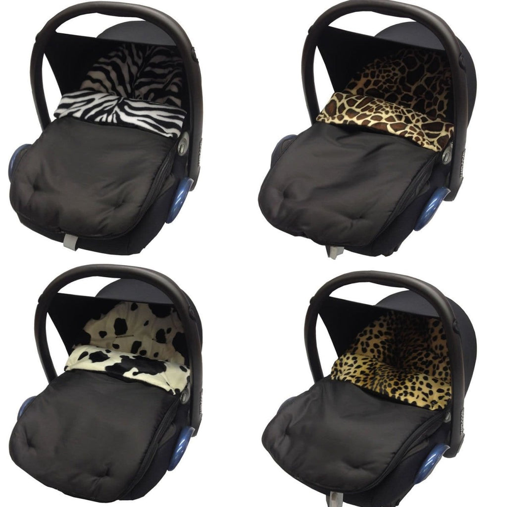 Animal Print Car Seat Footmuff & Cosy Toes | Universal Fit | Zebra, Tiger, Leopard, Giraffe & Cow