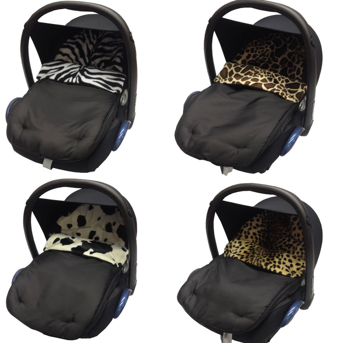 Animal Print Car Seat Footmuff & Cosy Toes | Universal Fit | Zebra, Tiger, Leopard, Giraffe & Cow